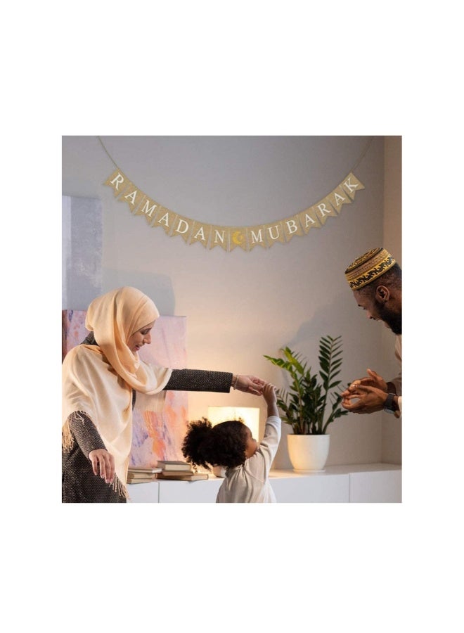 أكاليكس لافتة رمضان وزينة رمضان مبارك للمنزل، ديكور داخلي وخارجي، حفلات ومناسبات إسلامية، مع حبل بطول 3.5 متر ووزن 112.5 غرام - Image 3